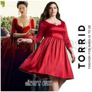 Torrid Outlander Collection Claire Fraser Red Satin Swing Dress 14 1X